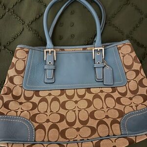 Coach Blue and Brown Patterned Tote